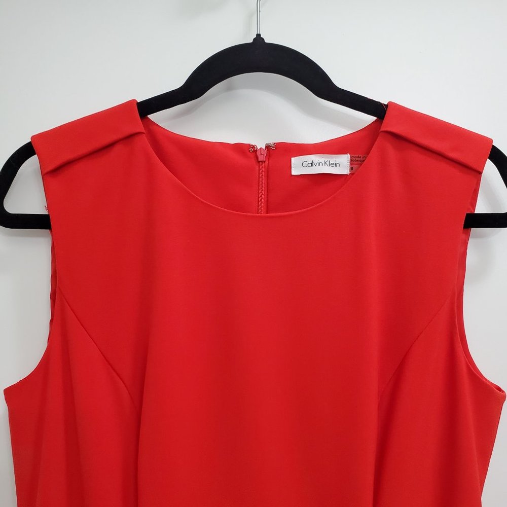 Calvin Klein Blood Orange (Red) Pleated Fully-Lined Dress Size 8 - Picture 2 of 16